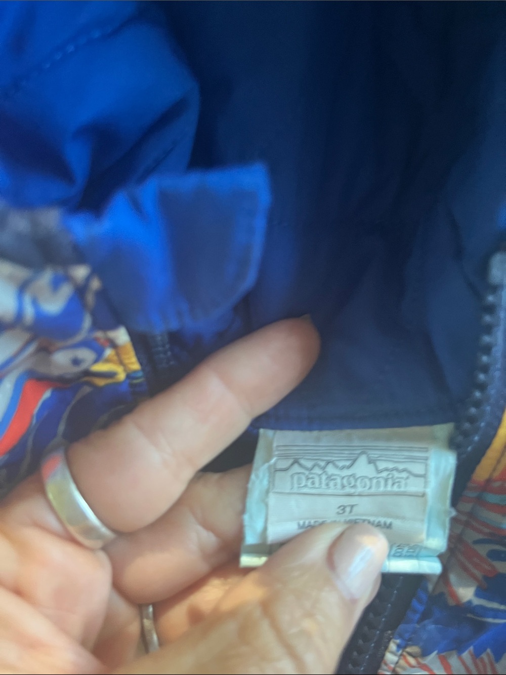 Patagonia Reversible Blue Patterned Hooded Jacket 3T - Picture 3 of 11